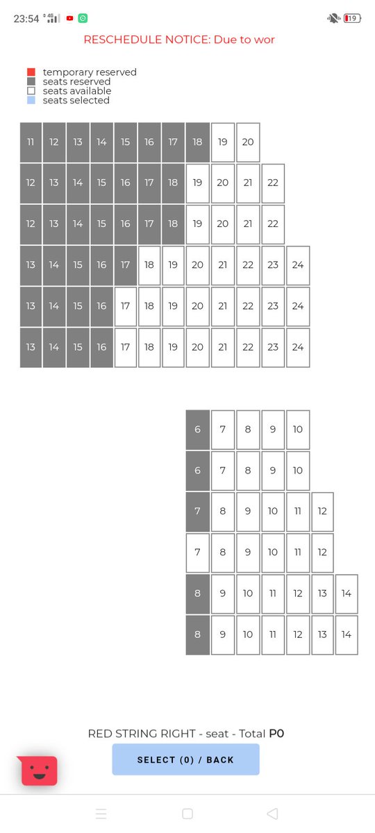 SEAT AVAILABILITY[RED STRING- Php 13500]Left & Right