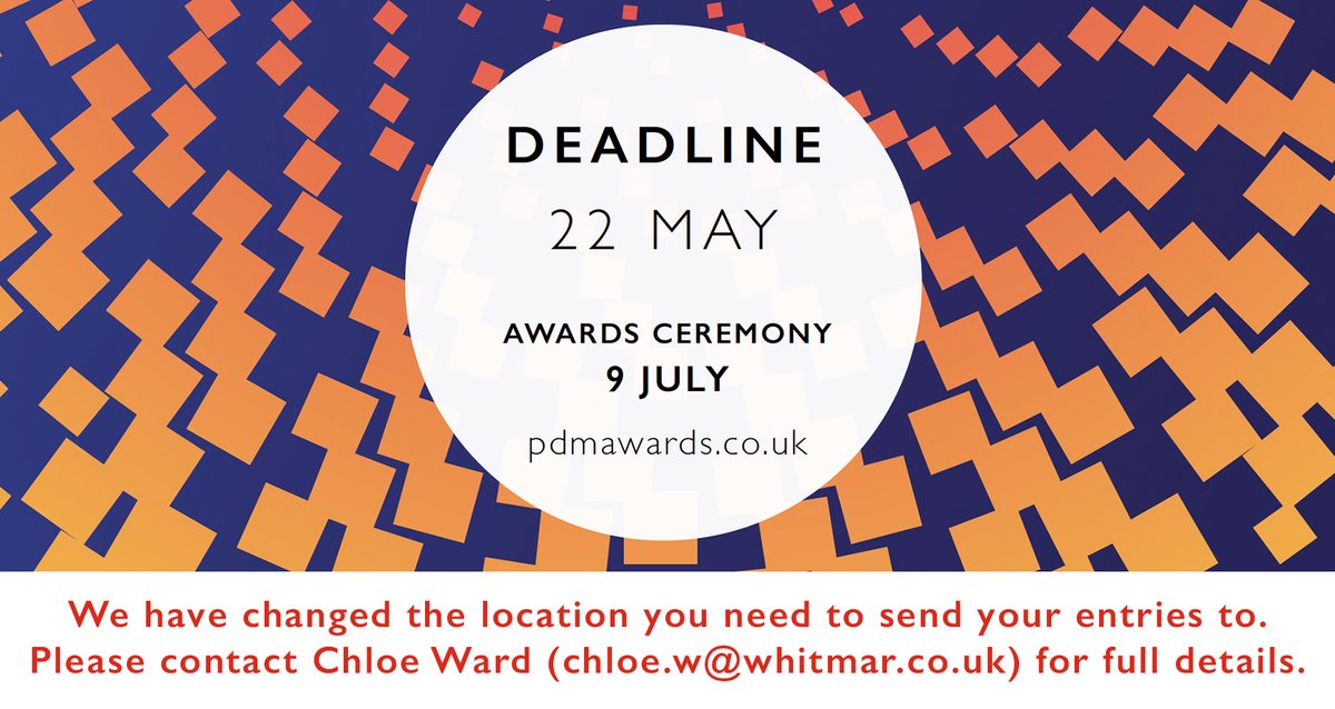 Keep sending your amazing entries into the Print, Design &amp; Marketing Awards 2020. We have changed the deadline to 22 May and the location you need to send your entries to, please contact chloe.w@whitmar.co.uk for full details and for any help and advice on entering.
#PDMA20