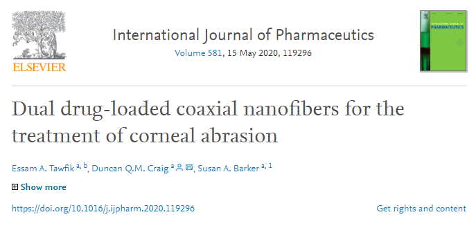 spraybase's tweet photo. Customer Publication 🎉
Congratulations to @School_Pharmacy & @KACST on their most recent publication using #Spraybase.
📝Title: Dual drug-loaded coaxial nanofibers for the treatment of corneal abrasion
#Electrospinning #Nanofibers #Coaxial
@EssamTawfik_87 @duncancraigucl https://t.co/js3c8xNqk8