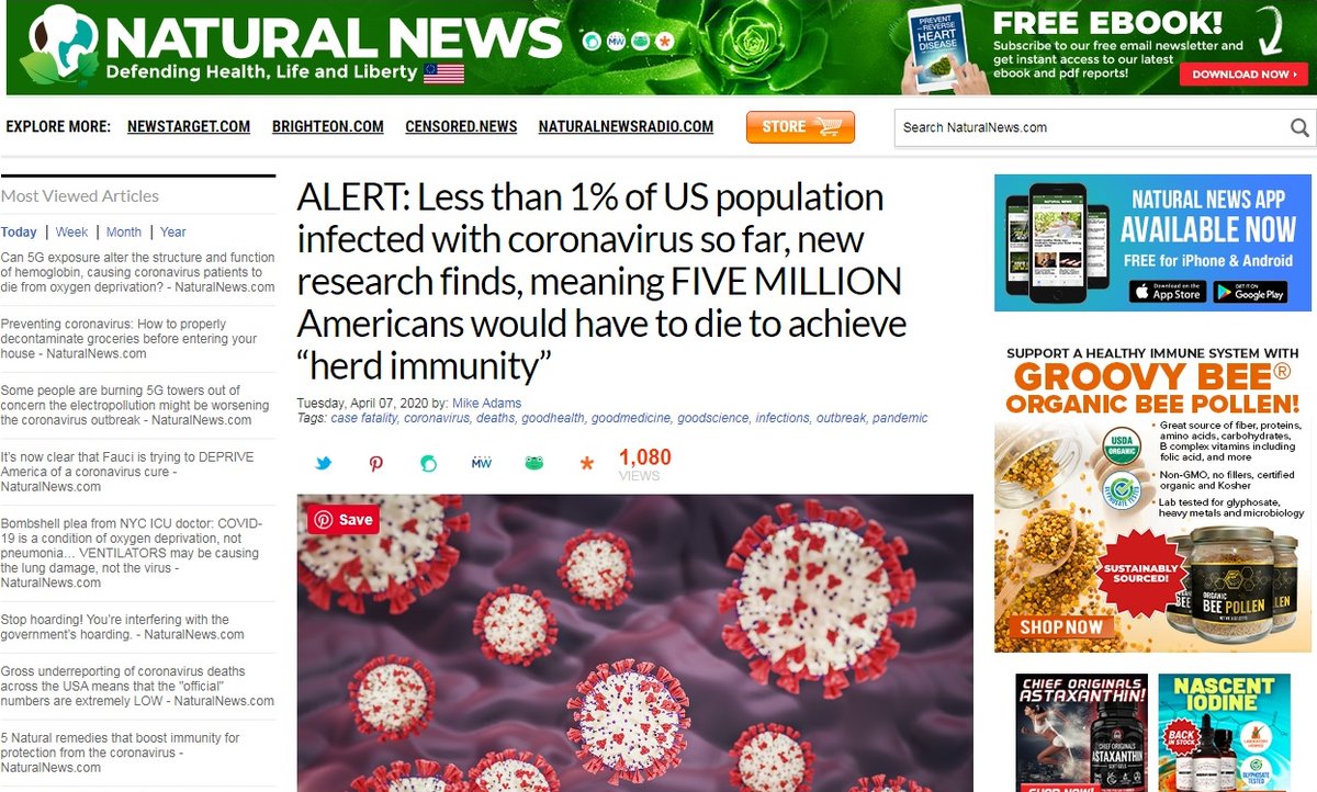NewsCorpse78's tweet photo. ALERT: Less than 1% of US population infected with coronavirus so far, new research finds, meaning FIVE MILLION Americans would have to die to achieve “herd immunity” https://t.co/v8jF8bI7aE https://t.co/gGs61e8iCL