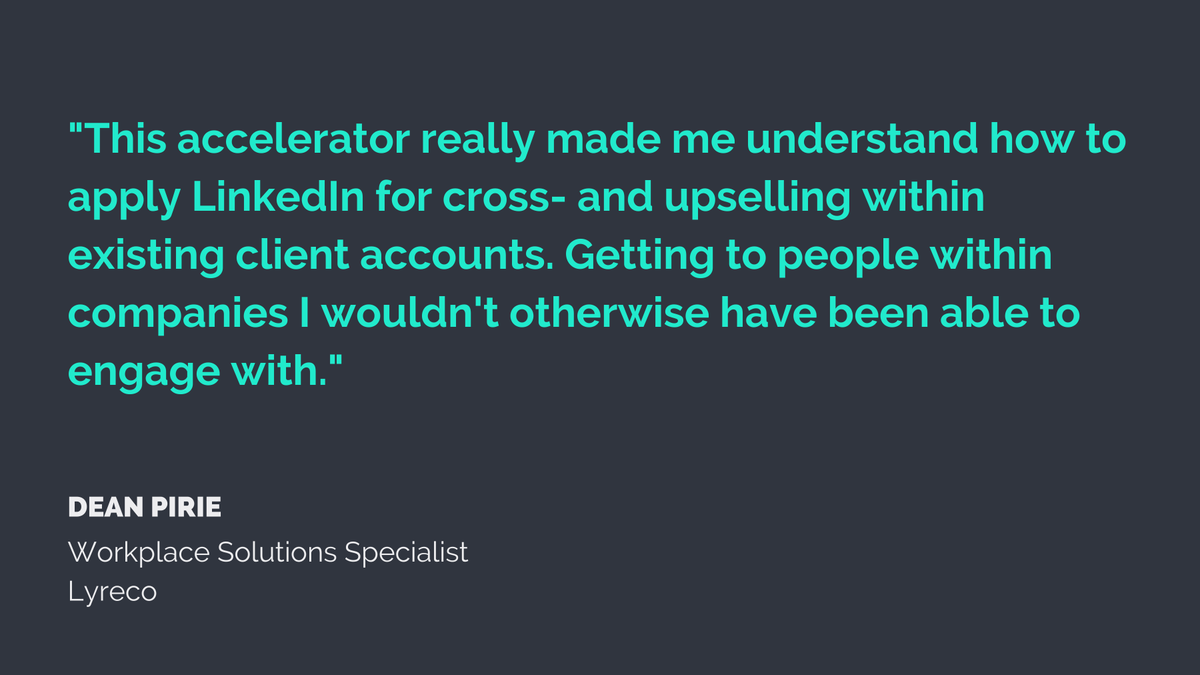 Our LinkedIn and Social Selling Accelerator is helping #b2b sales professionals improve sales performance - whilst working remotely, no f2f needed.
#socialselling #salestraining