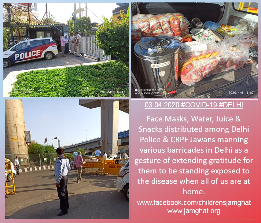 jamghathomes's tweet photo. 03.04.2020 #COVID19 

Face Masks, Water &amp; Snacks distributed among #Delhi #Police &amp; CRPF Jawans as a gesture of our #Gratitude for them!

#LetsFightCoronaTogether  CORONA KO HARAANA HAI!

#stayhome #coronavirusinindia #covidindia

https://t.co/TQRsgljYIP | https://t.co/wFrwwa2uFh https://t.co/5yIYt2DnjT
