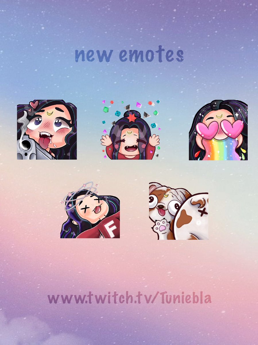 New emotes mamadisimosss 💜
Los he hecho con muchísimo amorr, espero que os encanten como a mi !! #twitch Canal Twitch: twitch.tv/Tuniebla 
Hoy a spamearlosss 🤘🏻#emotes #mamadisimos