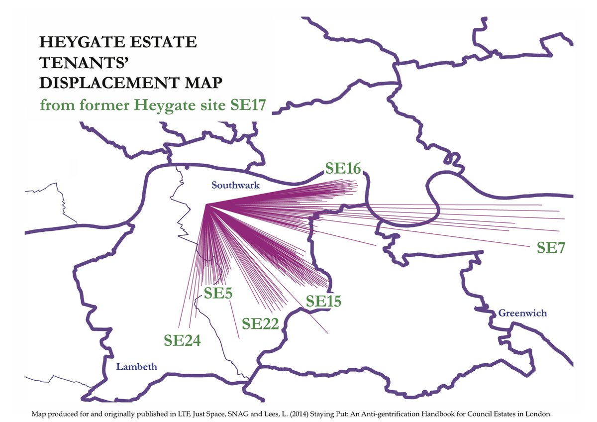 Displacement is real for working class people! See these maps for Heygate & Aylesbury Estates. Even if you're only moved to another postcode - that is displacement. Displaced solely so richer people can move into new flats built on top of where you used to live  #notrocketscience