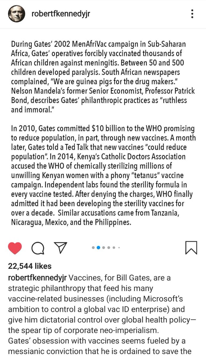RFK jr is not pulling punches. 
This is the same Bill Gates who's orgs ran a CV 'simulation' 6 weeks before this started, are behind the high death predictions, and who's vaccines he says we will be mandated to take, before we can have our lives back. 

How bout go fuck yourself.