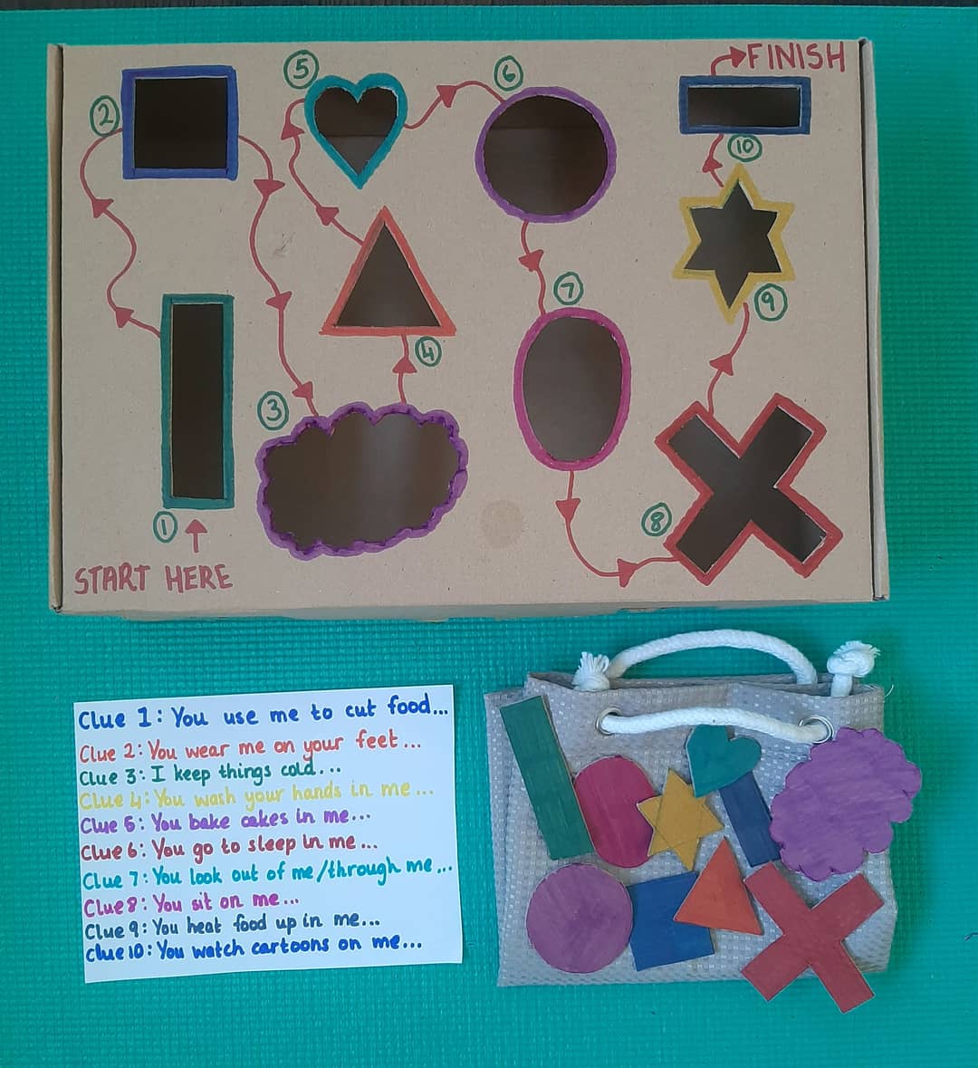 AsdStation's tweet photo. Simple homemade puzzle/form box, great for matching, shape work, treasure hunts to find pieces, language development, functions, maths, etc. Check out the videos of different games on my Instagram @ASDCreationStation  #ASD #teachers #earlyyears #homeschool #development #parents https://t.co/db9GpE2UUJ