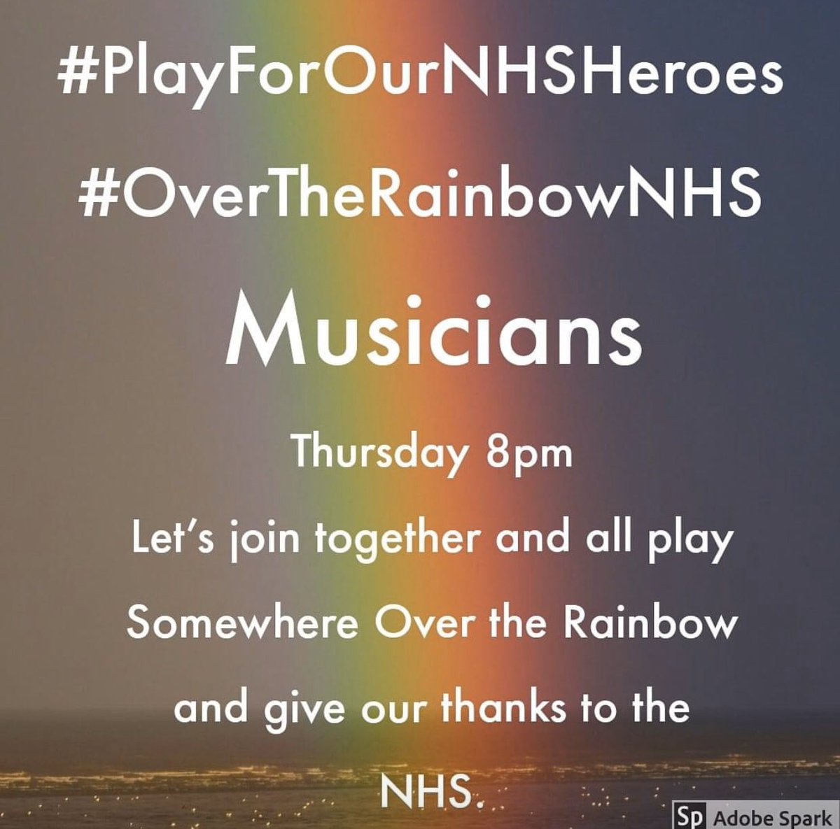 Calling all Musicians. Here is our opportunity to thank our carers.
Practice singing or playing ‘Somewhere Over The Rainbow’ so you can  play to your neighbours tomorrow night 8 pm.

#Hertsmusicmoment #ClapForOurCarers #OverTheRainbowNHS