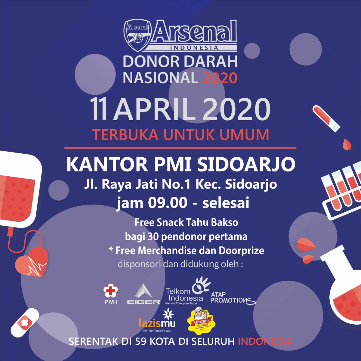AIS_SDA's tweet photo. Jangan lupa datang dan donor darah kalian pada hari Sabtu, 11 April 2020 di PMI Sidoarjo #DonDarNasional #DeltaGooners https://t.co/pSkybp6oDJ