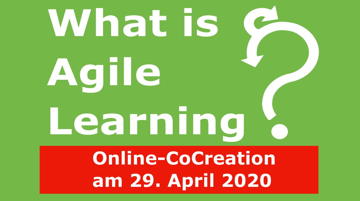 Was hat es mit diesem "agilen Lernen" auf  sich?
Dieser Frage gehen wir gemeinsam am 29. April nach: Online-CoCreation: What is Agile Learning? Herzliche Einladung zum Meetup "Agiles Lernen auf Augenhöhe" meetup.com/de-DE/Agiles-L…  #agileslernen #agilelearning #agile