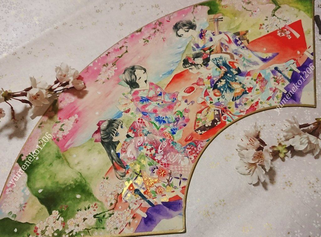 花見遊宴 はなみゆうえん 花 見て 一杯 浮世の春の宴 はなめぐ まめ 和タロット桜花展 3 31 4 05 のイラスト