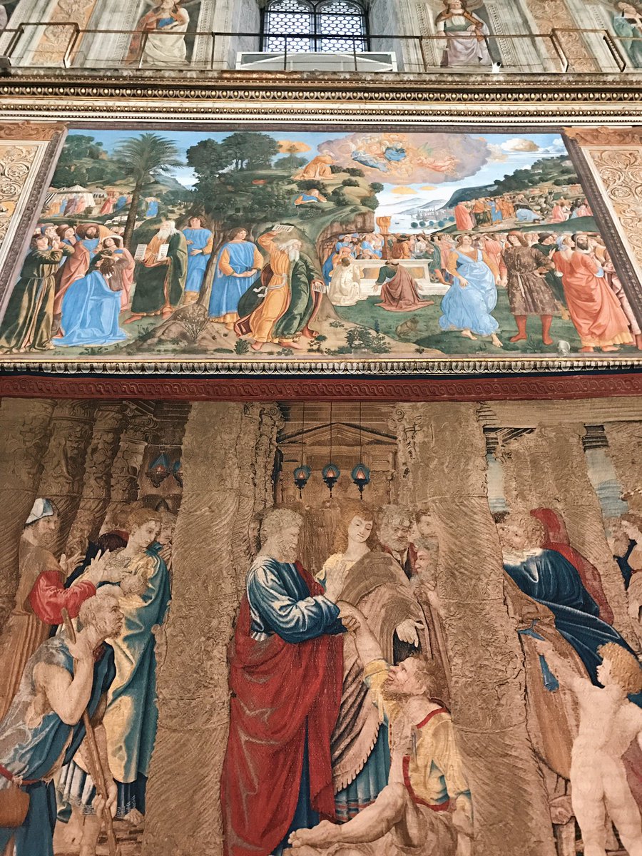 MilestoneRome's tweet photo. The monumental cycle of ten tapestries was commissioned by Leone X de’ Medici, specifically designed by #Raffaello with assistants for the Sistine Chapel and created by Pieter van Alest’s workshop in Bruxelles. More on #MilestoneRome: https://t.co/Yi0KfA3bpo #Raphael500 #RomeisUs https://t.co/XNRDO9EtWA