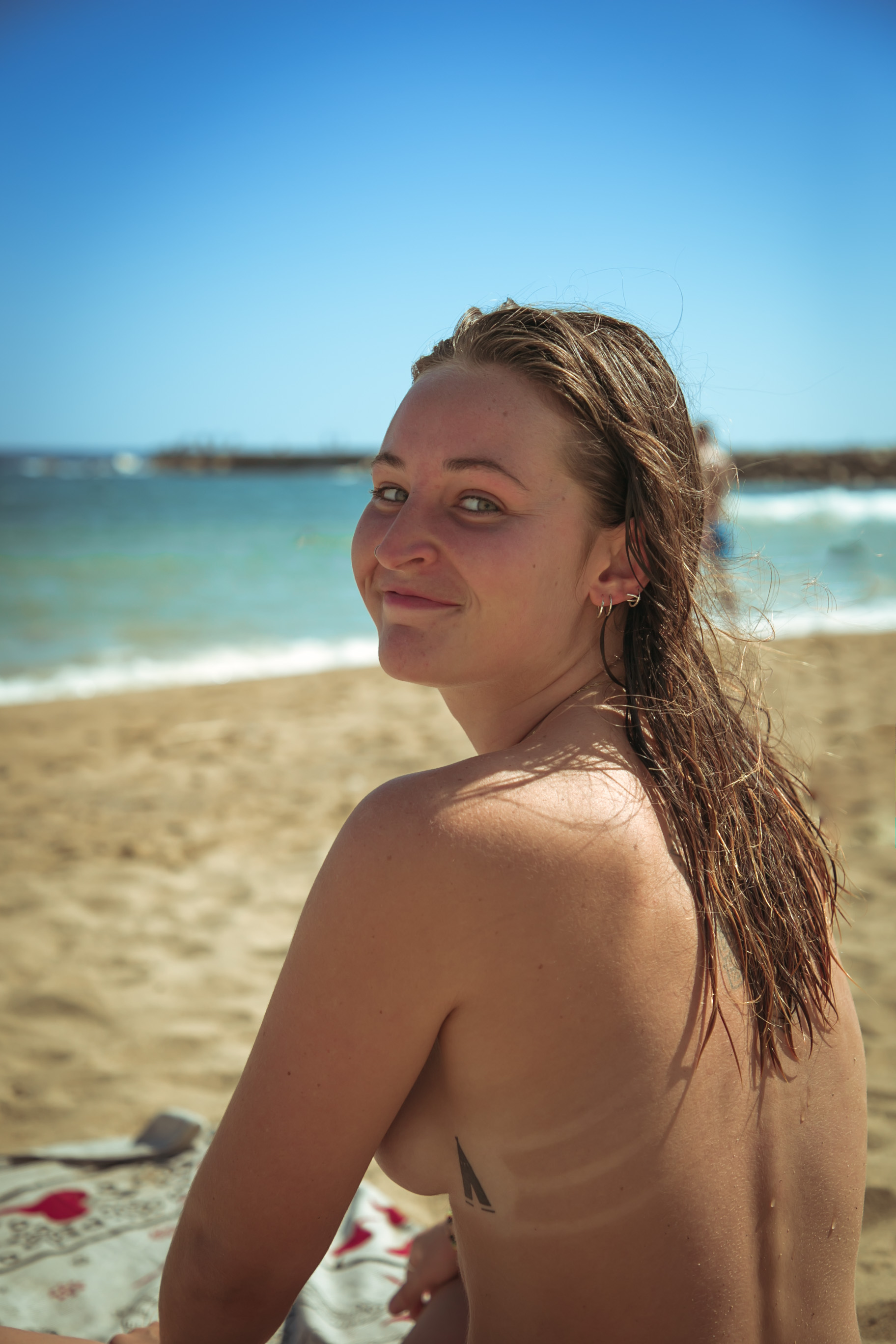 Topless on beach