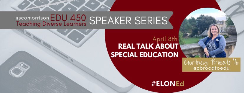 So excited for @elonalumni @cbrocatoedu ‘16 to join us virtually in #ED450 today! We are discussing what future teachers need to know about #specialeducation and #exceptionallearners! #ElonEd