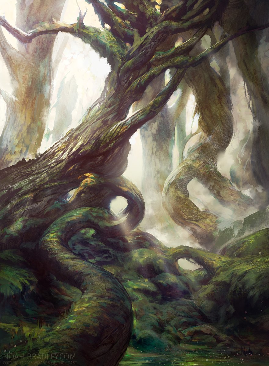 Real talk on painting Magic: the Gathering lands:Forest > Mountain > Island > Plains > SwampThat's my ranking of how easy/good they are to paint. Let me explain:Forests are easy. Lots of color variety. Cool shapes. Not a lot of difficulty. Trees are the shit.
