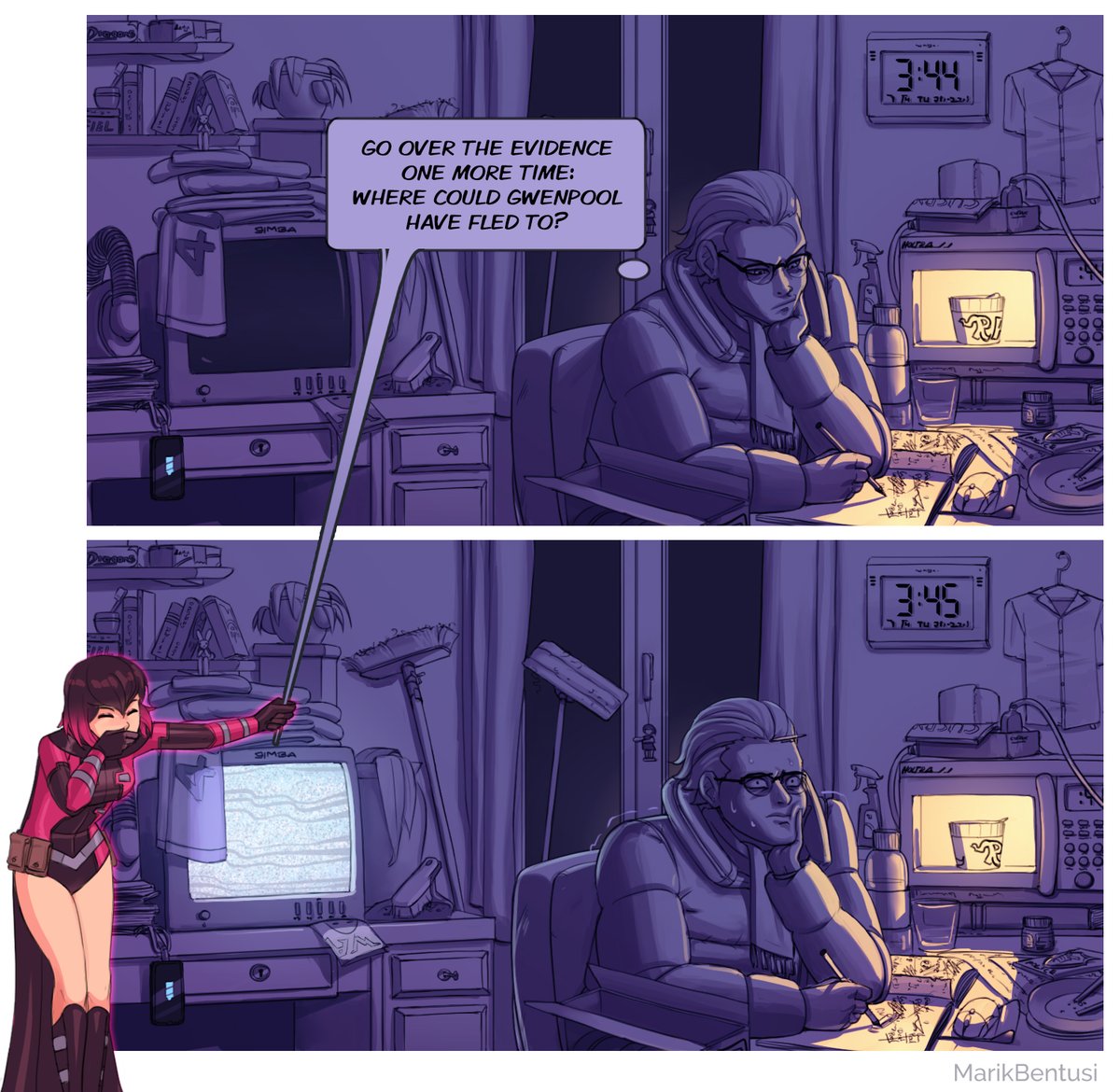 gwenpool | (the TV is echoing his thoughts out loud) transparent version to make it look like Gwenpool is outside the comic border: https://t.co/FyAyx3nwcx 
