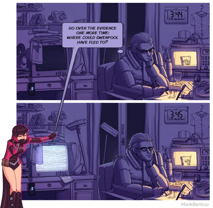 gwenpool | (the TV is echoing his thoughts out loud) transparent version to make it look like Gwenpool is outside the comic border: https://t.co/FyAyx3nwcx 