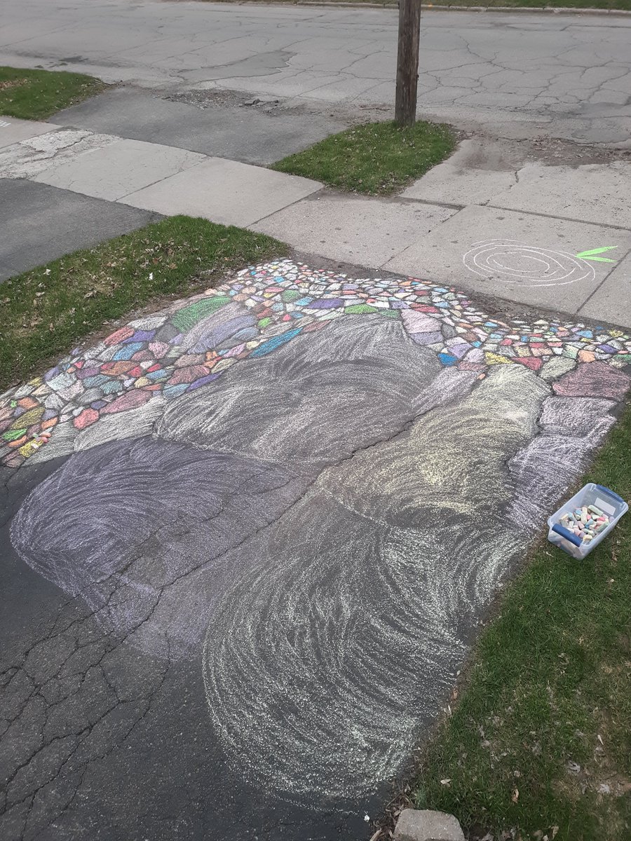 CECSD_Art's tweet photo. Our students are creating beautiful chalk art during this time of #DistanceLearning #WeAreCortland #AllMeansAll https://t.co/6uNrTxJ5V5