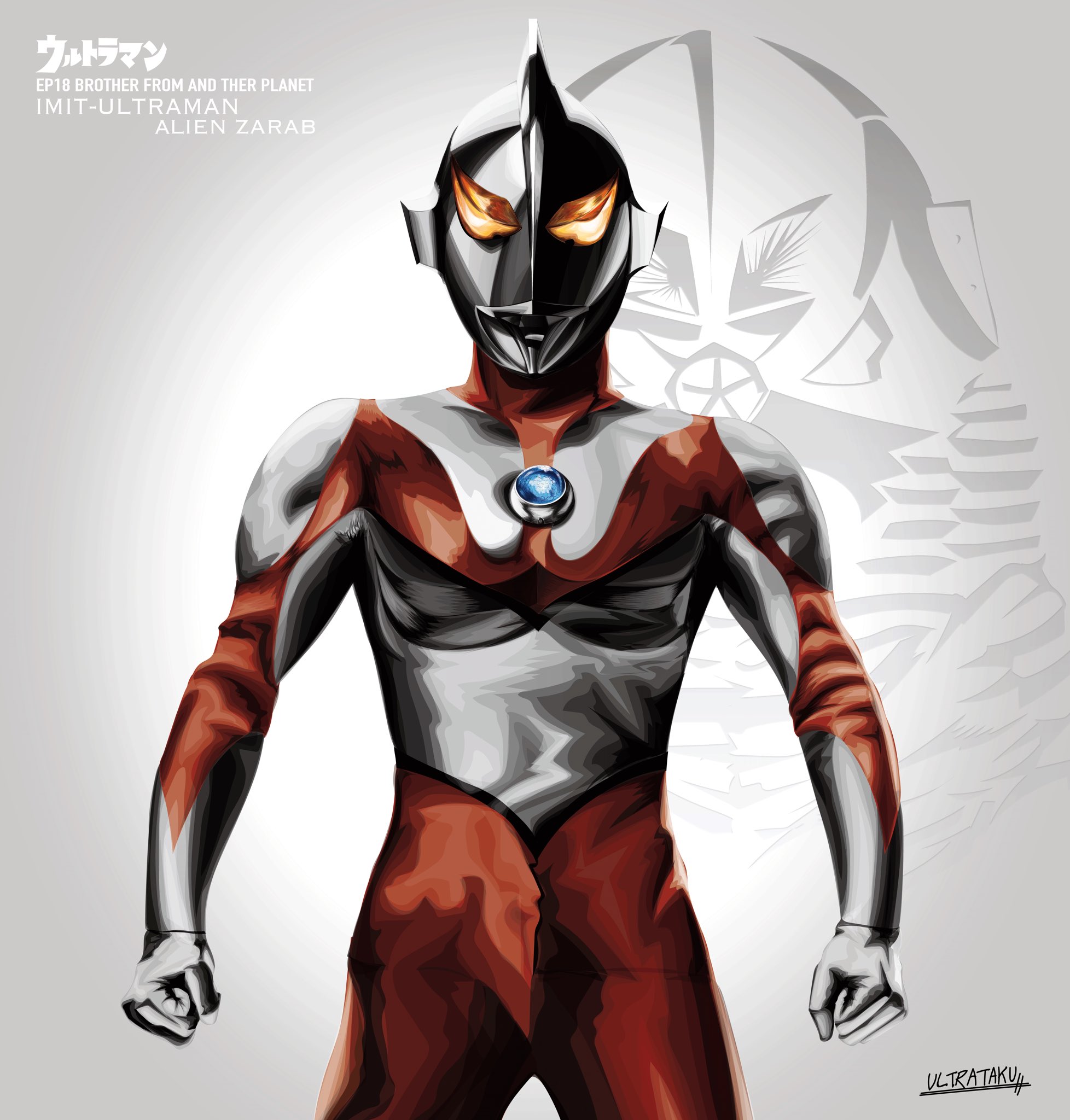تويتر Ultrataku على تويتر にせウルトラマン よく見てみろ 目つきが悪い 描きました にせ ことザラブ星人 本来ならaタイプのボディ流用なんですが ｂタイプ期に戦ったわけだからｂのスタイルを模倣するだろうと思ったので 変更して描いてます