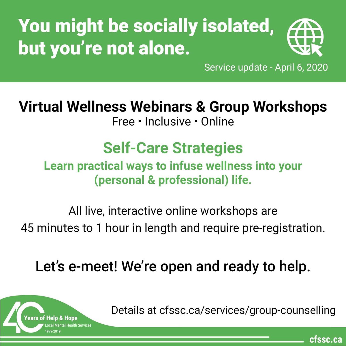 SMCDSB_SBE's tweet photo. Could you use a #selfcare plan in this challenging time? Catholic Family Services of Simcoe County has a (free) virtual workshop for that! To learn more and register, visit https://t.co/r12F5LMB23 #MentalHealthIsHealth #CFSSC https://t.co/hB45f6QZiq