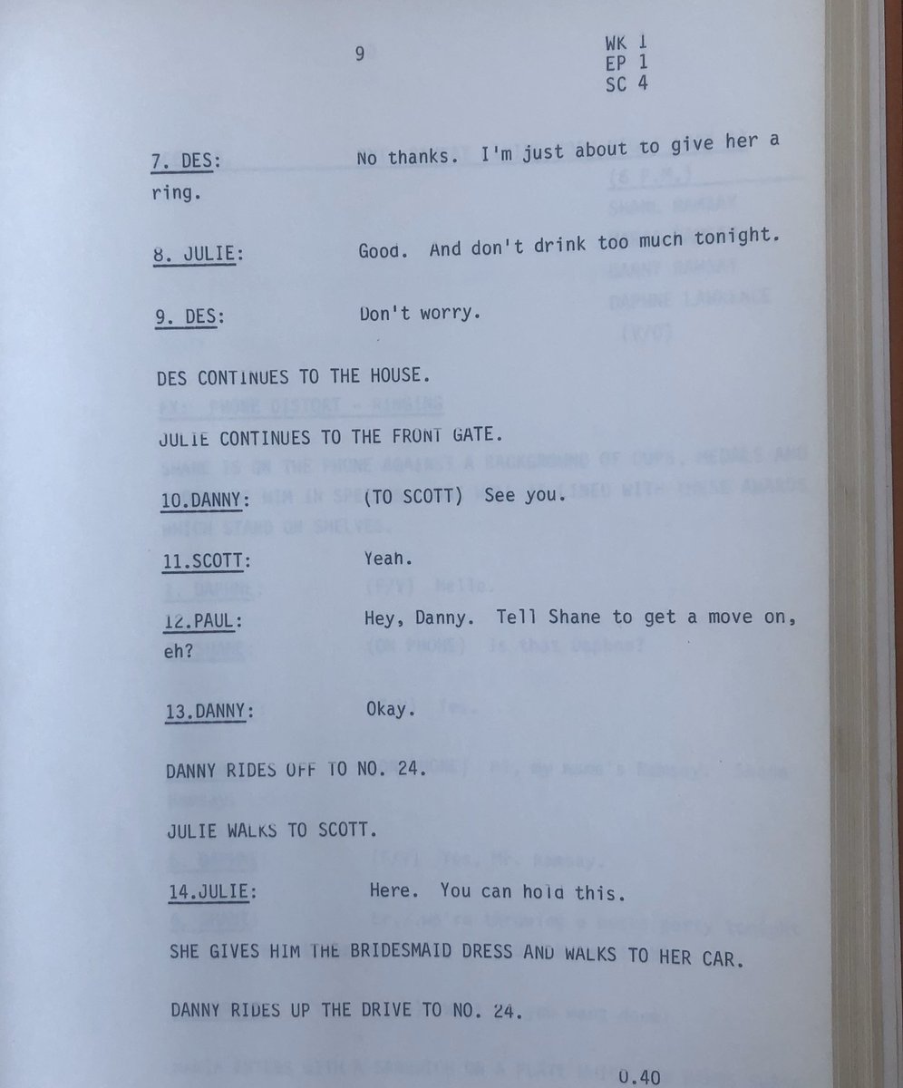 Neighbours is 35 years old. Here is the script pages for the opening credits 1985 Episode 1  Week 1. Interesting simplicity. 
@NeighboursTV 
@Channel7 
@neighbours 
#neighbours35 
#Neighbours 
#Neighbours35 
#Original 
#FirstEpisode 
2 pages to be cont’