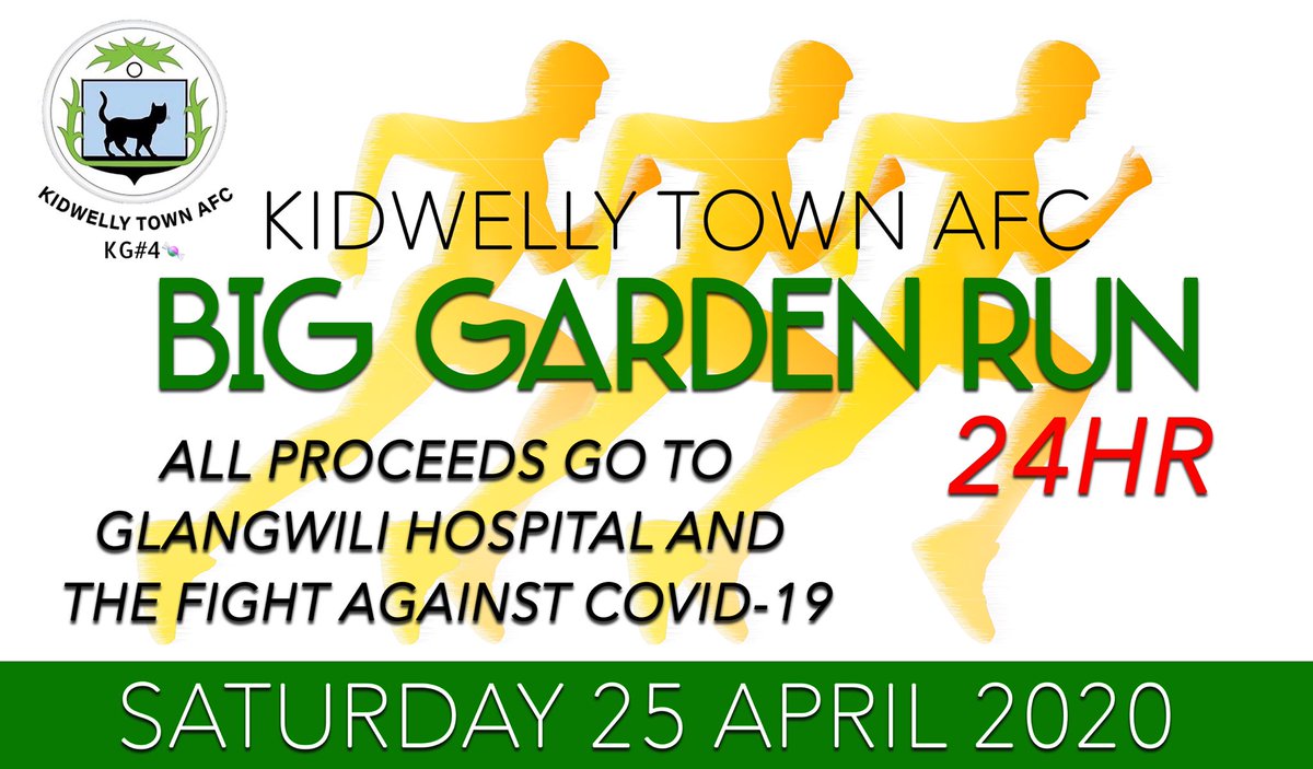 kidtownafc's tweet photo. In aid of Glangwili and the fight against Covid-19 we will be holding a 24hr running based fundraiser on Sat 25 April 2020. We will have members of the club running a relay in their gardens throughout the entire 24hrs. 

All donations no matter how small:

https://t.co/rFels8KFTX https://t.co/ObjXLudPSQ