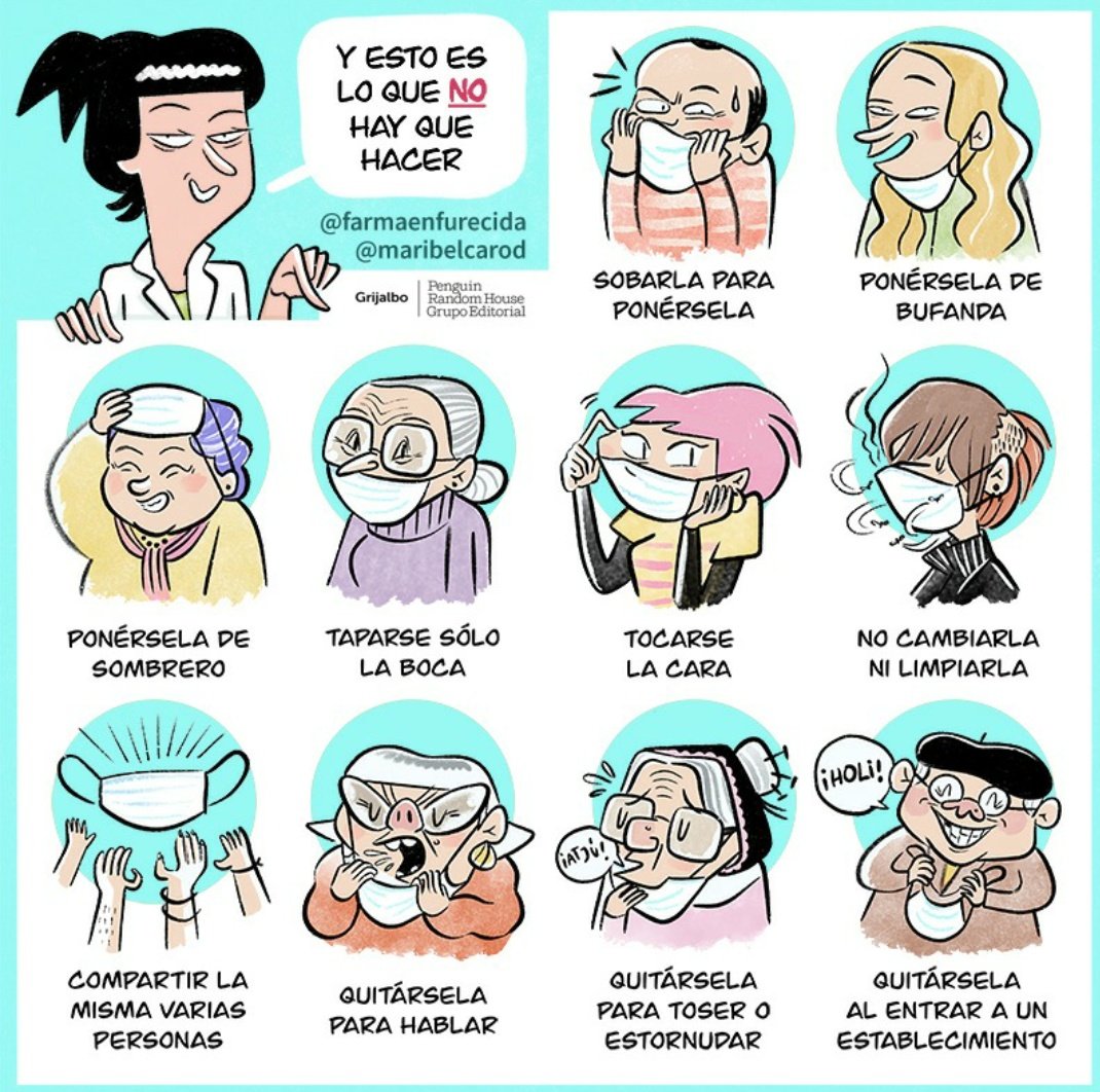 Farmaenfurecida's tweet photo. Aquí @maribelcarod y yo hemos hecho una pequeña guía sobre qué NO hacer con la mascarilla.

Espero que os guste: https://t.co/nFngadmGM4