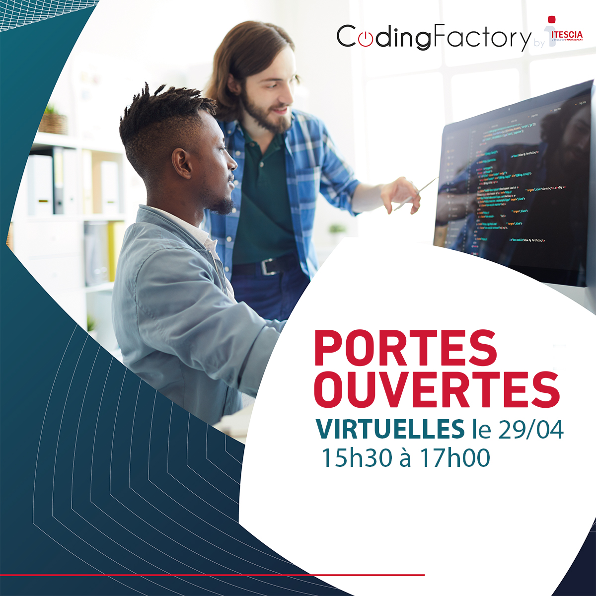 esiee_it's tweet photo. JPO VIRTUELLE de la Coding Factory by Itescia, le merc 29/04 de 15h30 à 17h #ecoleducode
En mode virtuel découvrez nos formations Post-bac à Bac+5 en #alternance et/ou temps plein, en Gaming, Web, Mobile, objets connectés, LeadDev, Business Analyst
+info: https://t.co/fgpzImRRG3 https://t.co/zAjdB8WAhF