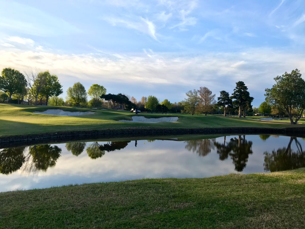 Garrett_Barnes's tweet photo. Stunning views this morning @okcgccgolf. This is why us turf guys love what we do! 😍. April 8th and these Lattitude 36 fairways are absolutely phenomenal! #SocialDistanacing #StaySafeEveryone @NathanNgcs @TrippGolfArch @OKGCSA https://t.co/1j2ALvbcDc