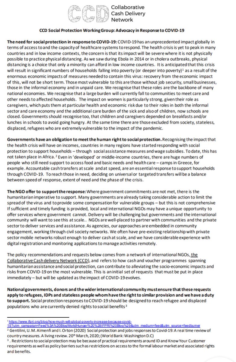 KathrynTaetzsch's tweet photo. #Covid19 #coronavirus - use #collaborativecash #partnerships & #socialprotection @calpnetwork @socialprotection.org to prepare 4 and mitigate #health & #economic impact of the #pandemic 4 #mostvulnerableChildren & other vulnerable groups @WorldVision
https://t.co/2IvJVviOtG https://t.co/h7jdJGPhqr