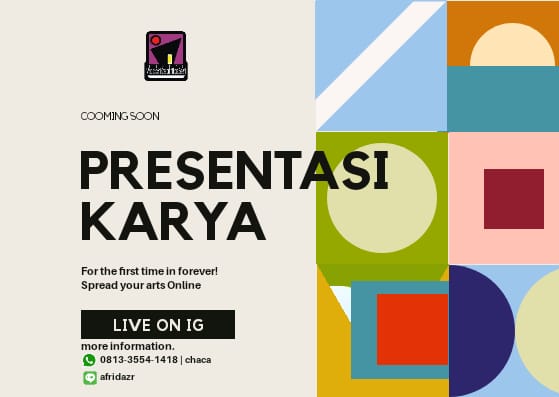 Ada yang kangen sama Presentasi Karya kita nggak? Jangan khawatir, walau jarak kita saling berjauhan tidak mengurangi rasa ingin kita untuk bercengkrama. Salah satunya dalam Presentasi karya yang akan kami selenggarakan. Jadi nantikan info2 dari kami #SANGGARBLITZBERKARYADIRUMAH