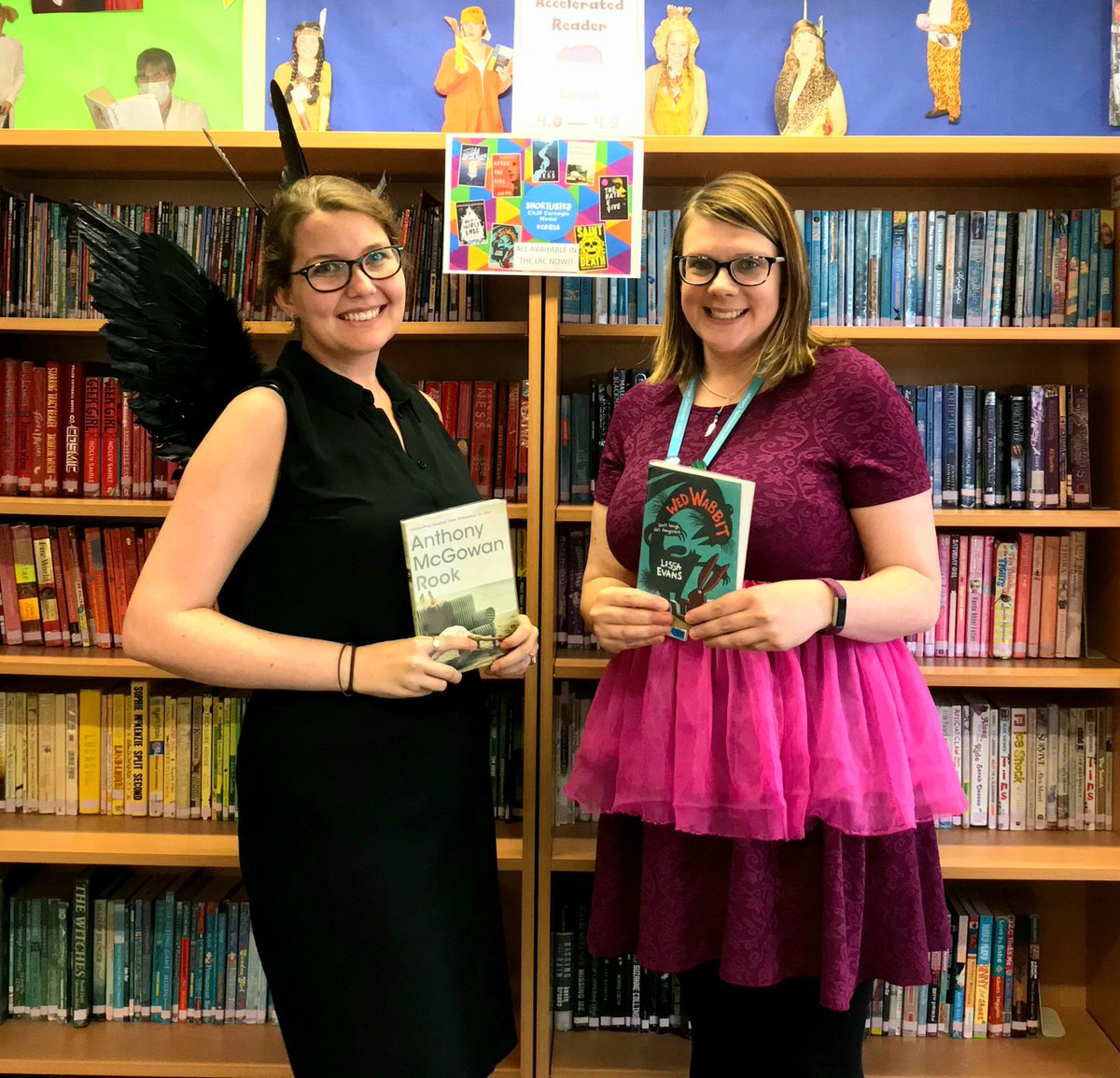 LrcIcc's tweet photo. For #Carnegie 2018 I wanted Rook by @anthony_mcgowan to win, and my group of shadowing students were known as #TeamRook! Miss B was in favour of Wed Rabbit by @LissaKEvans and Ella the theatrical Elephant life coach! Bit of a throwback to simpler times! https://t.co/sedSE2IwHR