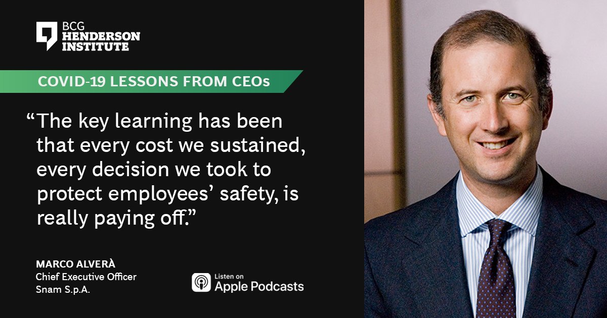 BCGInstitute's tweet photo. In our new “Lessons from the COVID-19 Crisis” podcast series, @malvera1, the CEO of @Snam, one of the world's leading energy infrastructure companies based in Italy, discusses Snam's response to the crisis with @MartinKReeves. https://t.co/UEG0LcwAas https://t.co/ZulFOUJV6a