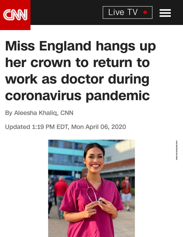 GhufranAbbasiPK's tweet photo. After outbreak of novel Corona, Miss World and Miss England 2019, Dr Bhasha Mukherjee decided to hang up her crown and serve her country in Pilgrim Hospital.
#lockdownextension https://t.co/QNVVcZBeoq
