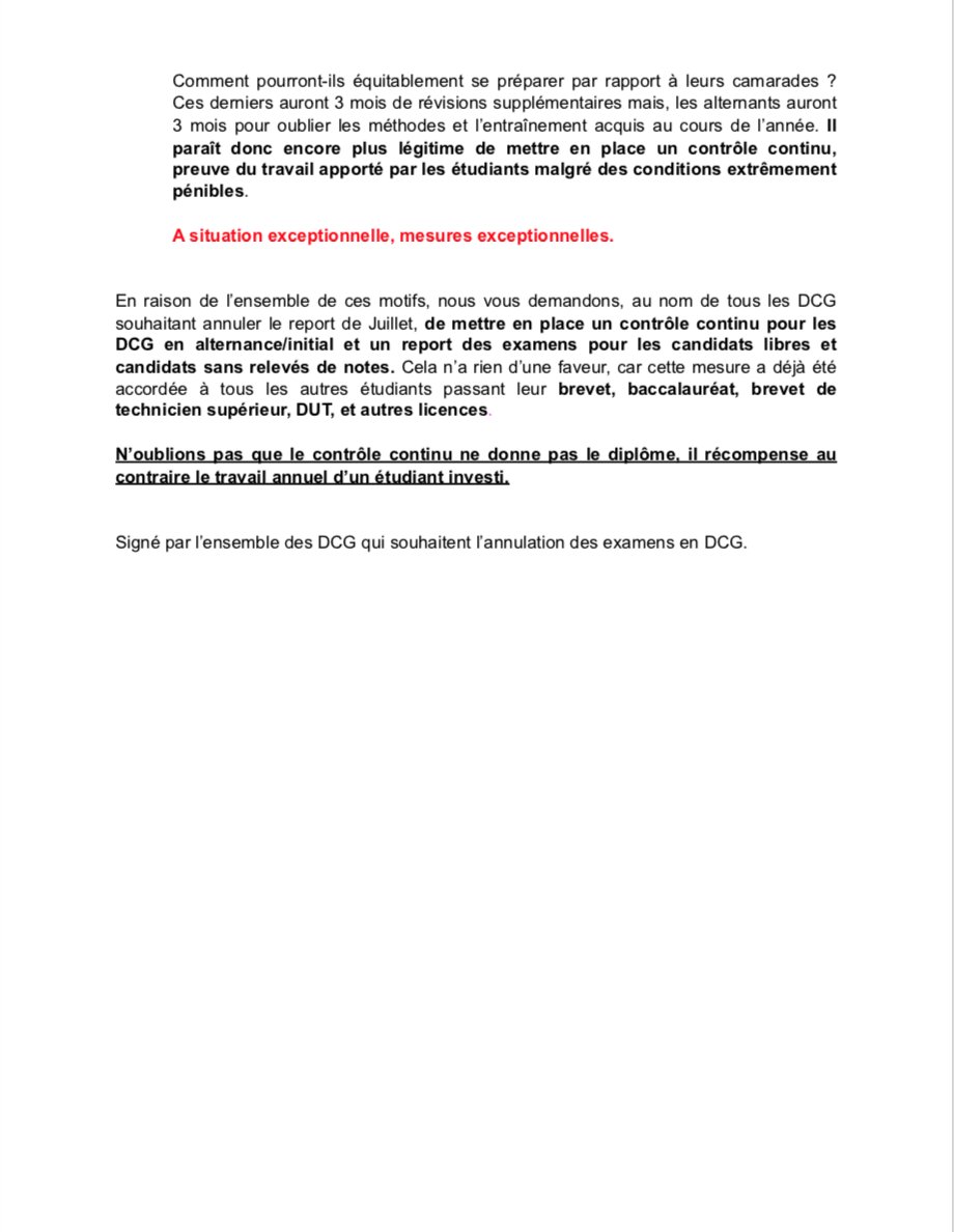 InegaliteDCG's tweet photo. Bonjour MR. @jmblanquer et MME. @VidalFrederique, voici une lettre écrite par l'ensemble des étudiants en DCG qui sont contre le report des examens en Juillet. #DCG #Inégalité https://t.co/WHkS4wUlkc
