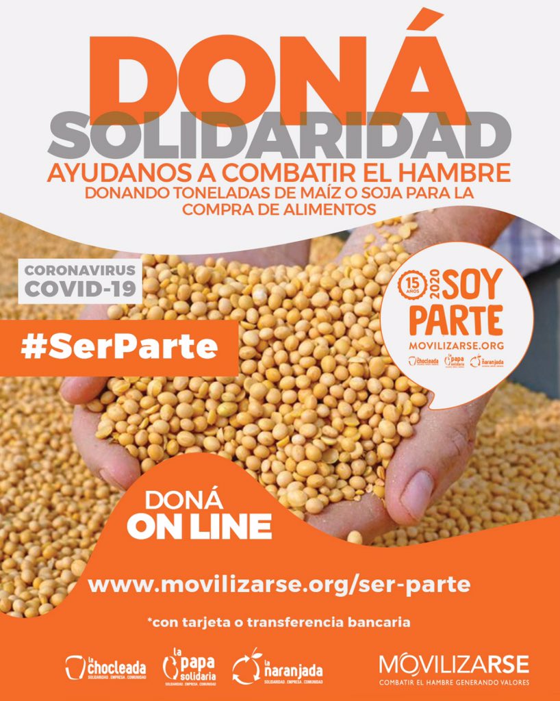 Trabajemos en equipo para combatir el hambre.
Dona Solidaridad. 
DONÁ ONLINE
movilizarse.org
#SerParte
▪️También podes hacer Transferencia :
BANCO GALICIA 
Cuenta Corriente $: 19819-2 011-4 
CBU:0070011520000019819248