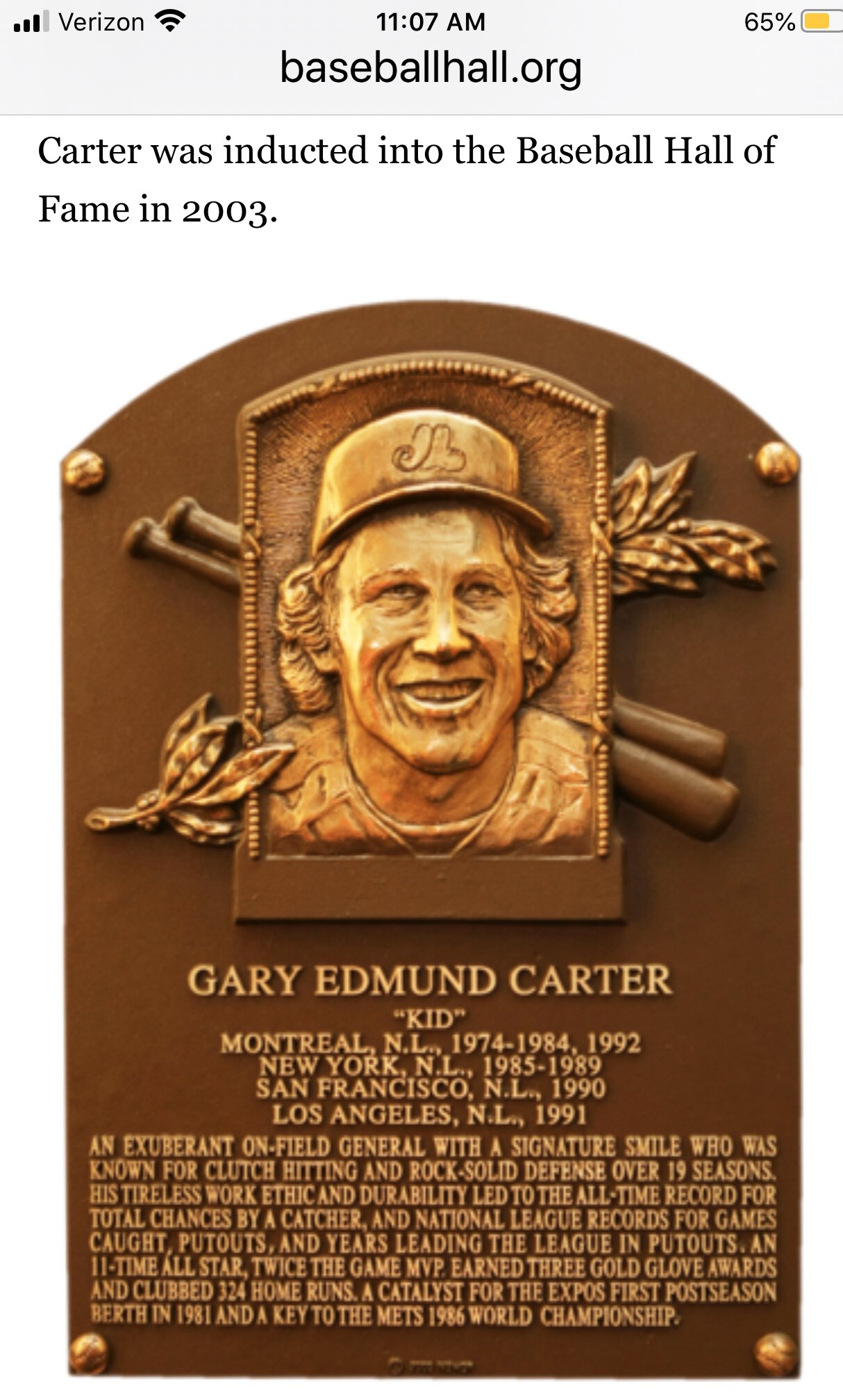 Happy birthday to my favorite player, the late, great HOF Gary Carter.  