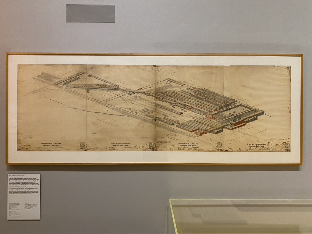 70 Once you can start producing at higher levels of output, you need a whole new type of factory architecture to produce it. Here is a drawing of Highland Park, designed by Albert Kahn, where the moving assembly line was introduced.