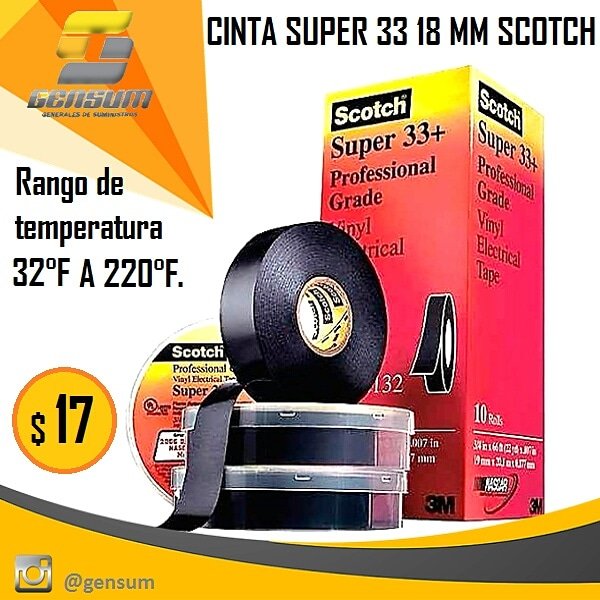 construdeco__'s tweet photo. #CINTA SUPER 33 SCOTCH rango de temperatura 32° a 220°
_____
#Electricista #Electricidad #Teipe #3M #Gensum #Ferreteria
Estamos ubicados por la Don Julio Centeno de #Valencia frente a Oro Cauchos Láser del Big Low Center.
☎0241-8714851
✉ventasgensum@gmail.com https://t.co/yrkPUPFMGD