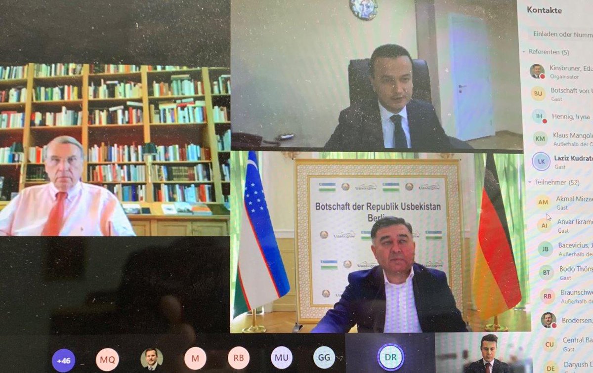 OstAusschuss's tweet photo. #Corona-Krise in #Usbekistan: Deutsche Unternehmen im Chat mit Vize-Premierminister Umurzakov. Usbekische Regierung arbeitet aktiv an Stützungsmaßnahmen für die Wirtschaft. @OstAusschuss  https://t.co/Y3SlAXEQFs https://t.co/XqyQ73Pl8e