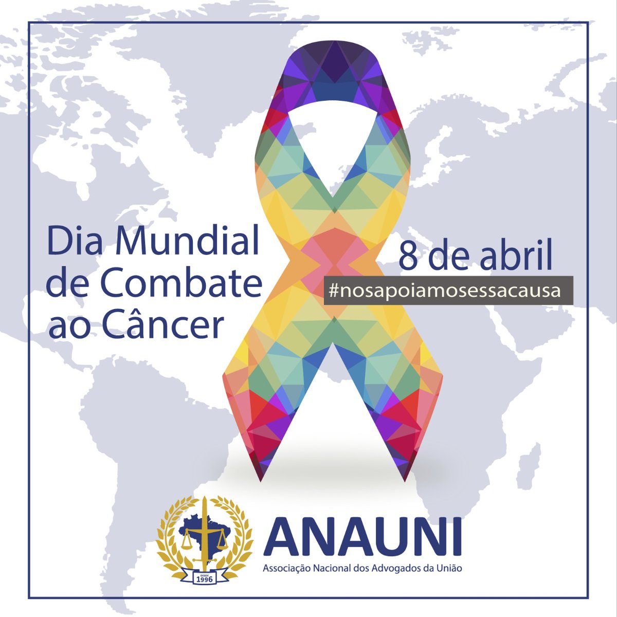 anauni's tweet photo. #cuidedasuasaúde - Hoje, 8 de abril, é o Dia Mundial de Combate ao Câncer. A prevenção é o melhor caminho para prevenção! #fiqueemcasa #fiquebem #anauni #advogadosdauniao #agu #associadosanauni #cuidedevocê #CombateaoCâncer https://t.co/GJyQ7sChV0