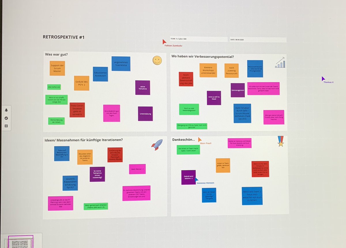 Jackobli's tweet image. Retro im ART-Team zu Sechst mit #ConceptBoard und #MSTeams
Wir tasten uns an die optimale Zusammenarbeit heran.