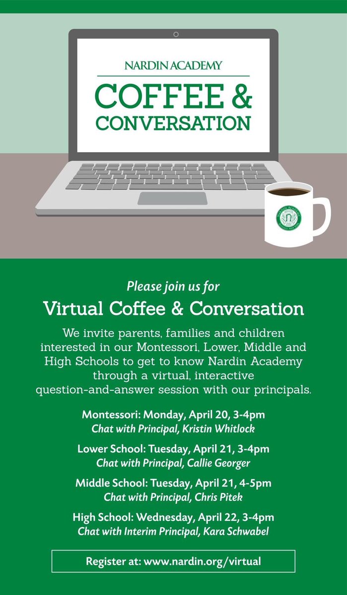 NardinAcademy's tweet photo. Interested in learning about the Nardin difference and the gift of an education that will inspire your child to reach their true potential? Get to know Nardin as we practice safe and social distancing! 💻🐊
Register here: https://t.co/YKtupx3543 https://t.co/gjPHUb4TKM