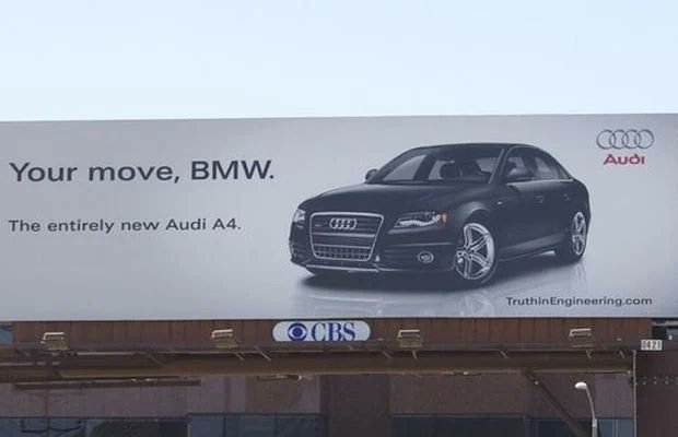 6. Audi vs BMWAudi tool a direct swipe at BMW.BMW retaliated with a bigger billboard.Audi responded again.These two were playing chess!