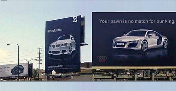 6. Audi vs BMWAudi tool a direct swipe at BMW.BMW retaliated with a bigger billboard.Audi responded again.These two were playing chess!