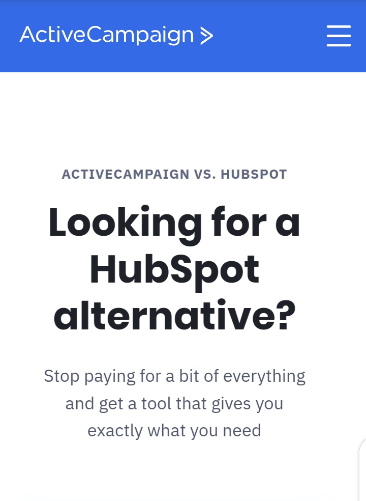 9. Active campaign vs HubspotActive campaign, an email service provider, went all ballistic against Hubspot telling customers why they should choose them instead of hubspot.