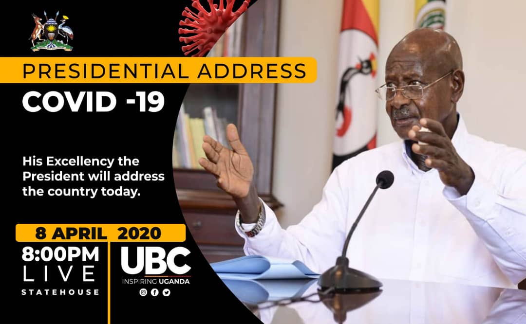 H.E. <a href="/KagutaMuseveni/">Yoweri K Museveni</a>, the President of Uganda will address the nation on the #COVID19 situation in the country at 8pm. 

Let's tune in to learn more as we continue to fight this enemy!
#STAYSAFEUG 
#HealthSecurityUG