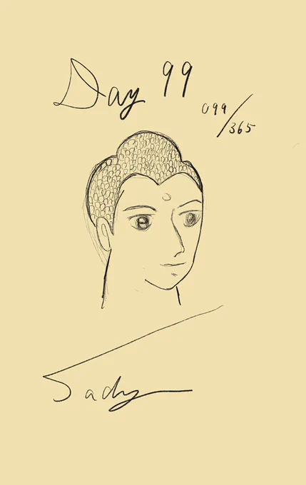 Day99
ブッダ
今日はお釈迦様の誕生日とのこと。この仏像の絵を描いてなければ、気付くこともなかったと思う。手塚治虫さんのブッダを真似てみたけど、目が似ない!
【099/365】

#日刊ラッキーズ
#5分の習慣
#毎日9時更新 