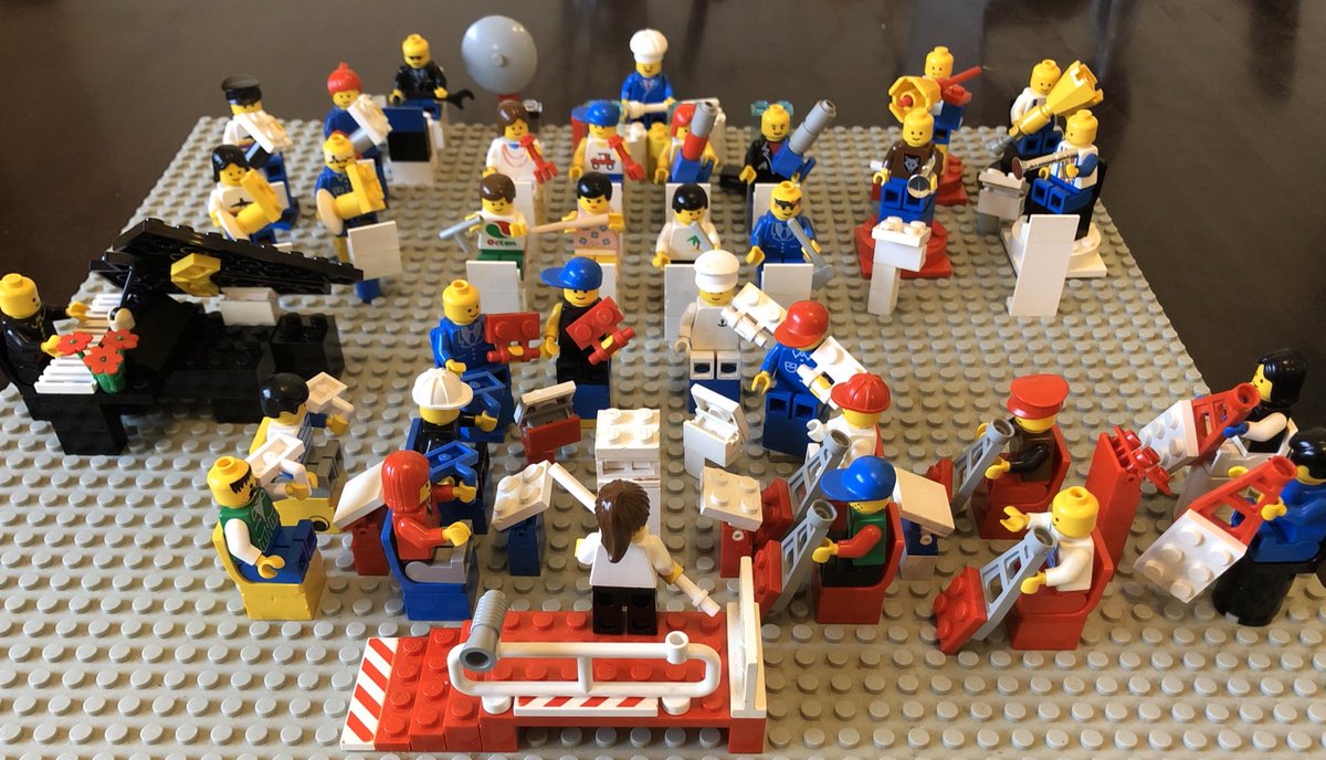 We’re playing with a lot of lego these days, and kiddo wanted to make an orchestra, so we went all out.  @SymphonyNS, here you are in lego form! (Close-ups of sections to follow)