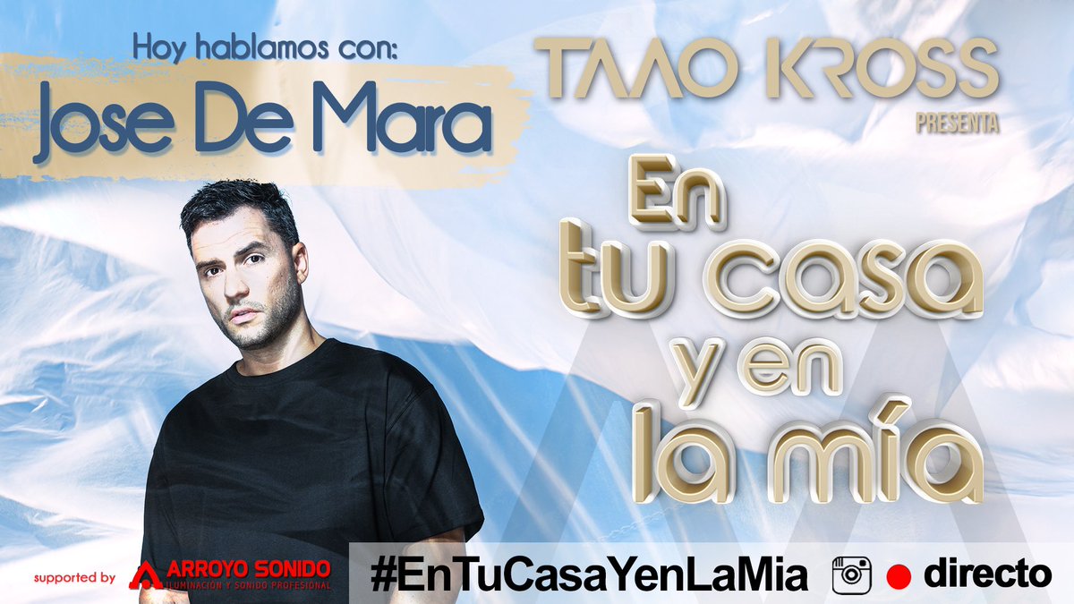 🔴 Como cada día de lunes a viernes os espero en mi nuevo formato #EnTuCasaYEnLaMia a las 18:00 en mi cuenta de #Instagram y en #directo! HOY <a href="/Josedemara/">Jose De Mara</a> el que charlaré. Tarde de #entretenimiento y de #música 👏🏼 #YoMeQuedoEnCasa    #CODVID19 Te esperamos! @ArcadiaRecords