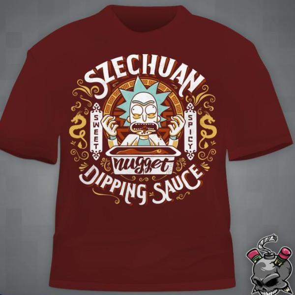 "I want that #Mulan McNugget Sauce, Morty. That’s my series arc, Morty! "Our #RickandMorty #SZECHUANSAUCE design is back in RED! Get yours for $15.00!  levelupoutfitters.com/products/dippi…